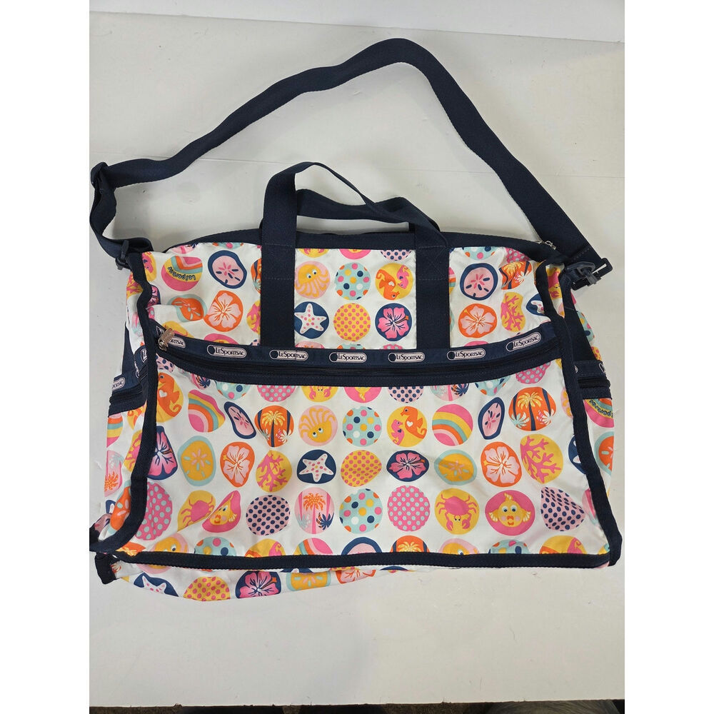 LeSportsac Deluxe Medium Weekender Tote Bag Hawaiian Beach Print